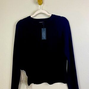 🦩CARMAR RHINESTONE FRINGE DETAIL SWEATER🦩